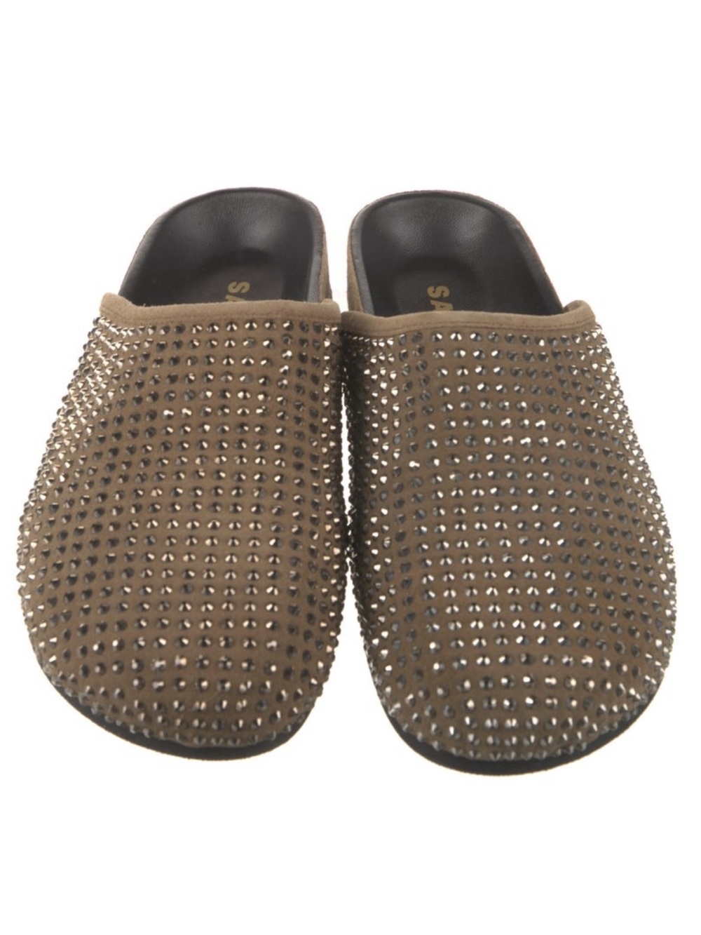 Sandro Taupe Suede Studded Slip-On Mules